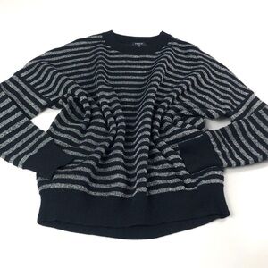 Nordstom FRNCH Black Silver Striped Sweater M/L